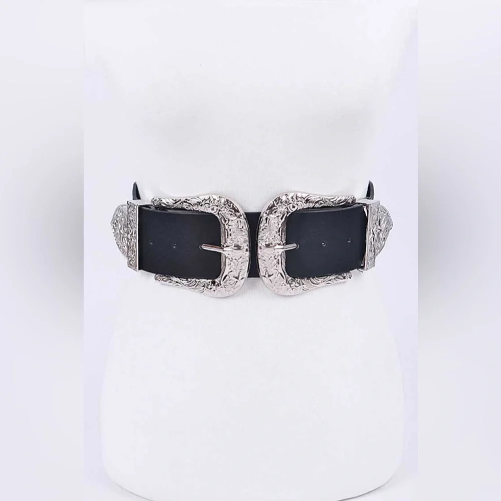 Black & Gold Chunky Western Statement Belt
